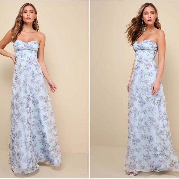 LULU's Floral Sexy Flowy Prom Wedding Chic Bustier Maxi Dress NWOT - Picture 1 of 3